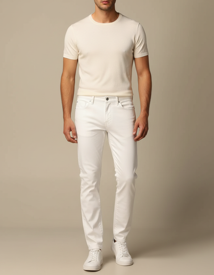 Pantalon Blanc Slim Coton Décontracté Homme - Jean