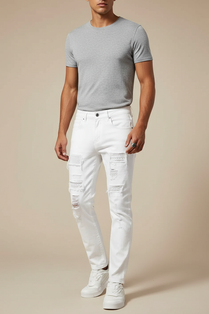 Pantalon Slim Blanc Homme - Jean