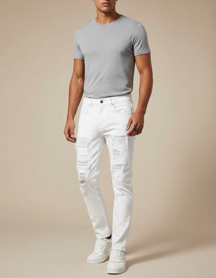 Pantalon Slim Blanc Homme - Jean