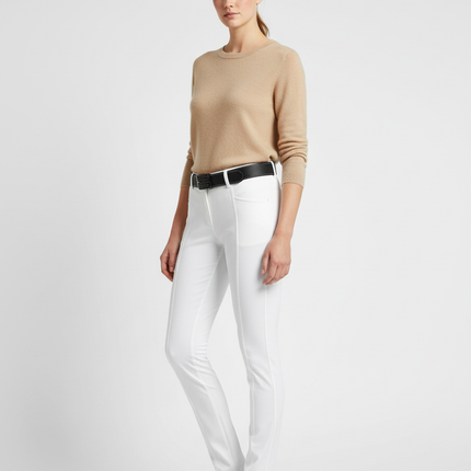 Pantalon Blanc Slim Élastique Équestre Femme - Polyester
