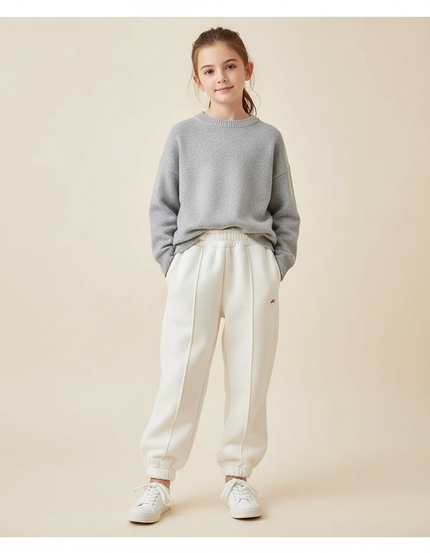 Pantalon Blanc Molletonné Confortable Jogging Enfant