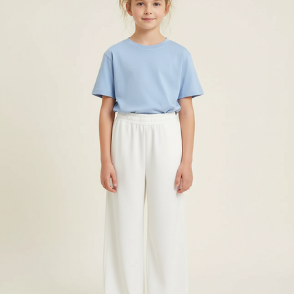 Pantalon Fluide Blanc Et Bleu - Molleton