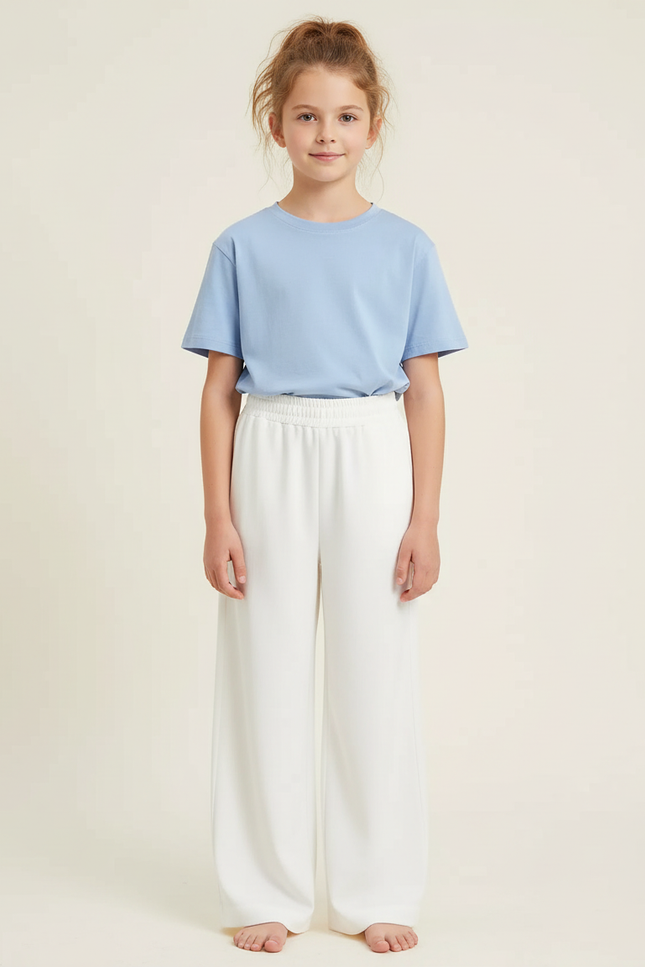 Pantalon Fluide Blanc Et Bleu - Molleton
