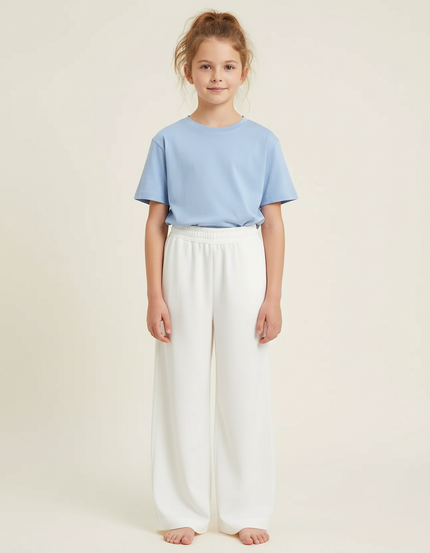 Pantalon Fluide Blanc Et Bleu - Molleton