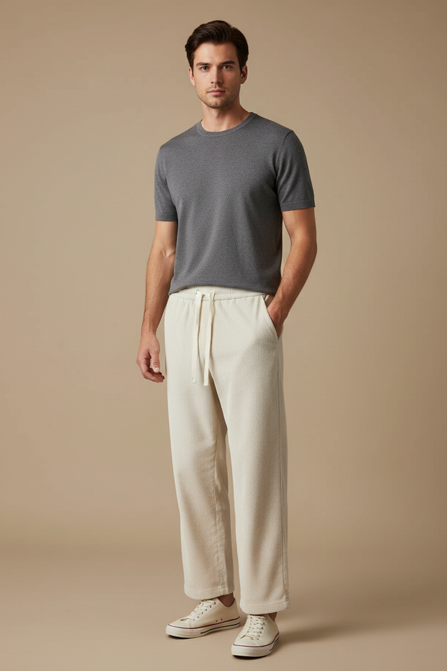 Pantalon Blanc 88df - Beige Cordé