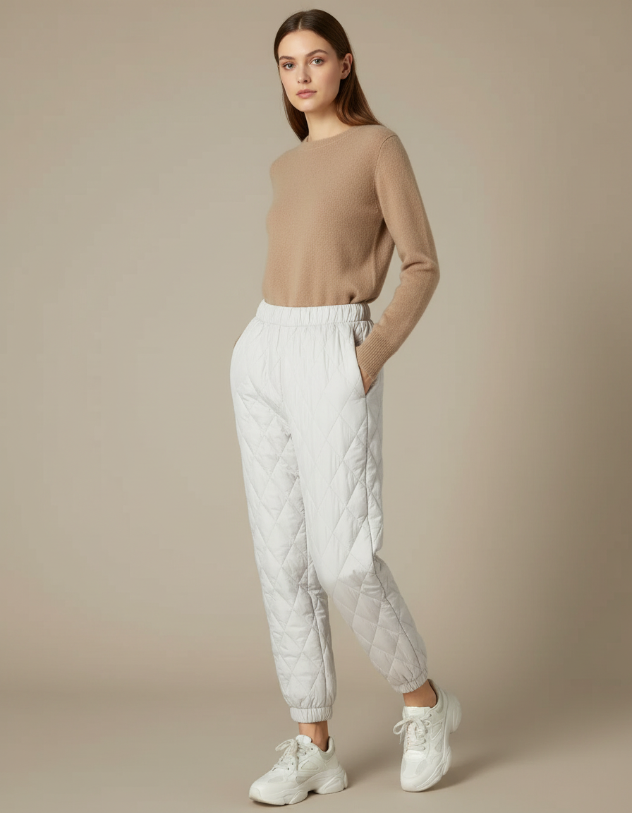 Pantalon Bouffant Blanc - Gris Polyester