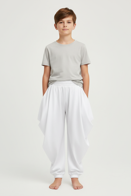 Pantalon Blanc Ample Fluide Confortable Unisexe - Molleton