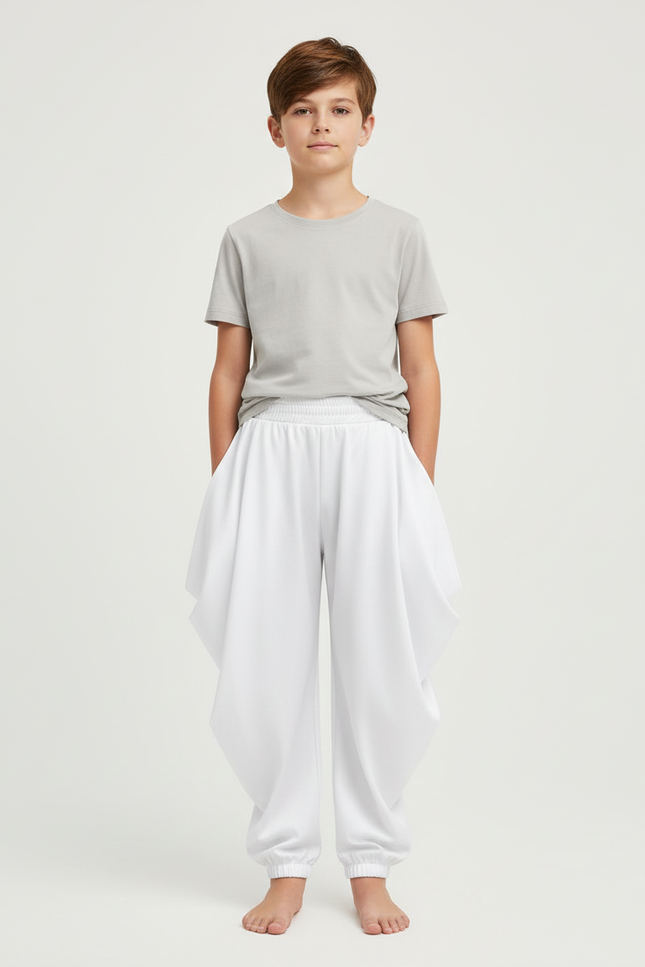 Pantalon Blanc Ample Fluide Confortable Unisexe - Molleton