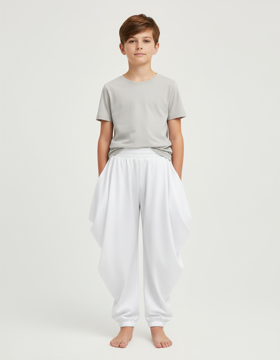 Pantalon Blanc Ample Fluide Confortable Unisexe - Molleton