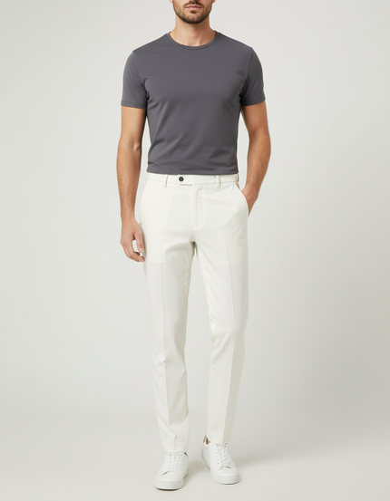 Pantalon Blanc Homme Droit Élégant Business Décontracté - Polyester