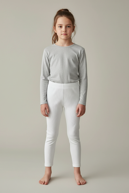 Pantalon Blanc Côtelé Enfant Confortable - Maille