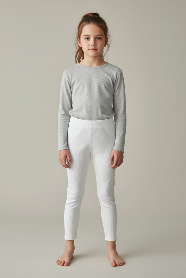 Pantalon Blanc Côtelé Enfant Confortable - Maille