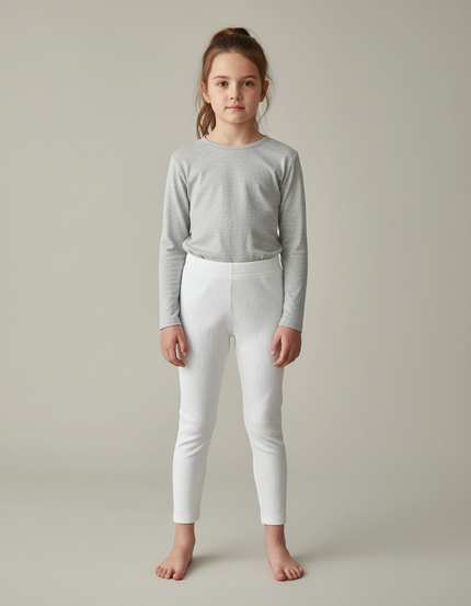Pantalon Blanc Côtelé Enfant Confortable - Maille