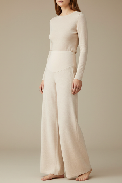 Pantalon Blanc Maternité - Beige Maille