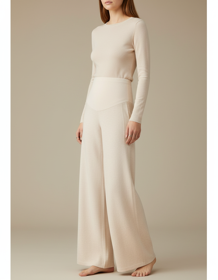 Pantalon Blanc Maternité - Beige Maille