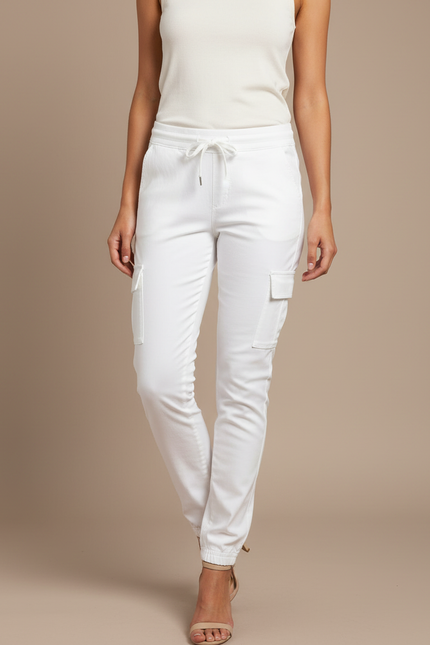 Pantalon Cargo Militaire Blanc - Coton
