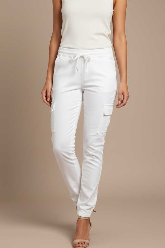 Pantalon Cargo Militaire Blanc - Coton