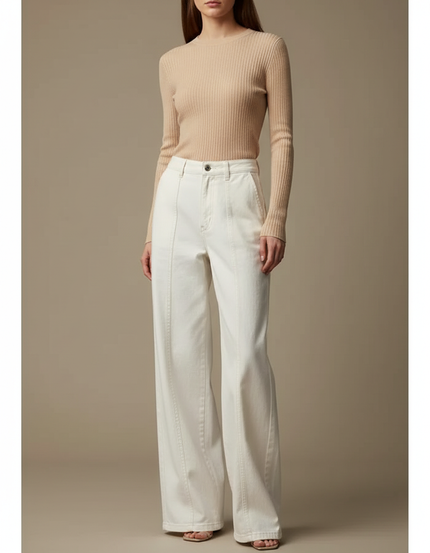Pantalon En Toile Blanc Femme