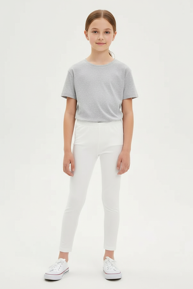 Pantalon Blanc Coton Skinny Fille Basique Confortable