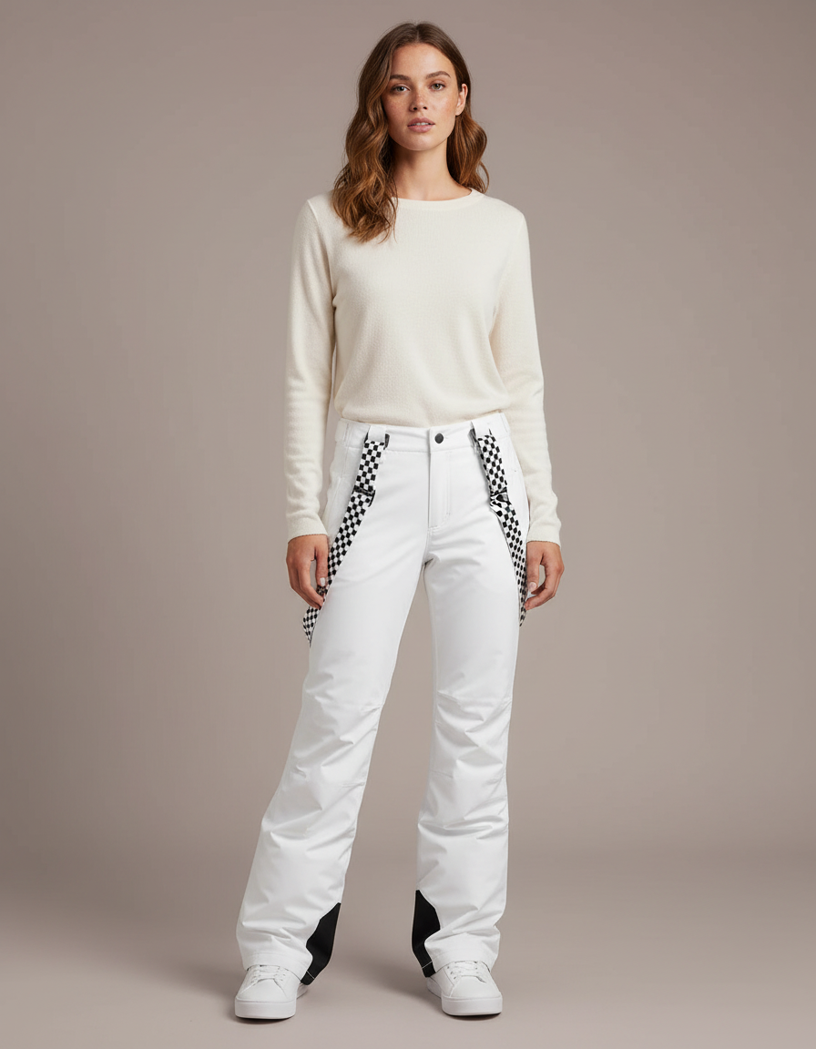 Pantalon Damier Noir Et Blanc - Polyester