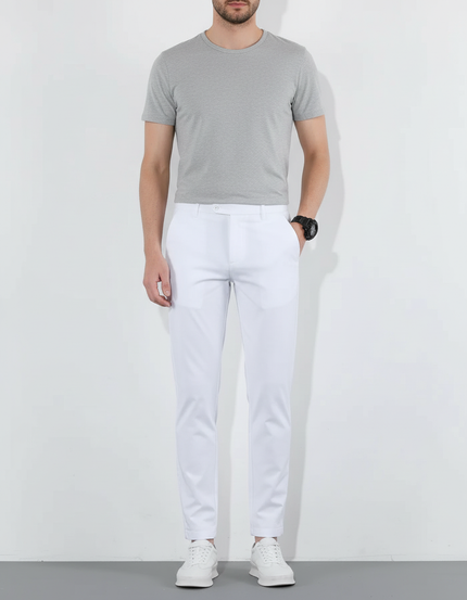Pantalon Blanc Homme Slim Coton Respirant Élégant