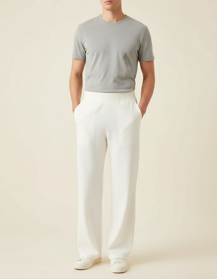 Pantalon Blanc Ample Droit Décontracté Confortable - Molleton