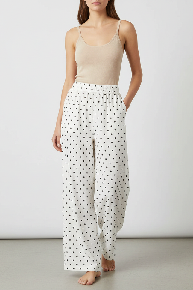 Pantalon Fluide Imprimé Noir Et Blanc - Lin