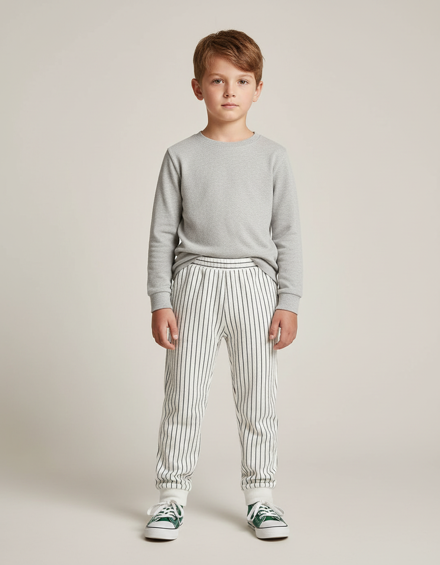 Pantalon Rayé Blanc - Molleton