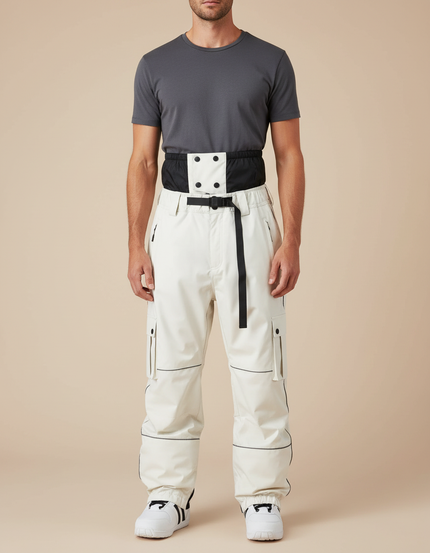 Pantalon Blanc Cargo Ample Impermébre Coupe-Vent - Polyester