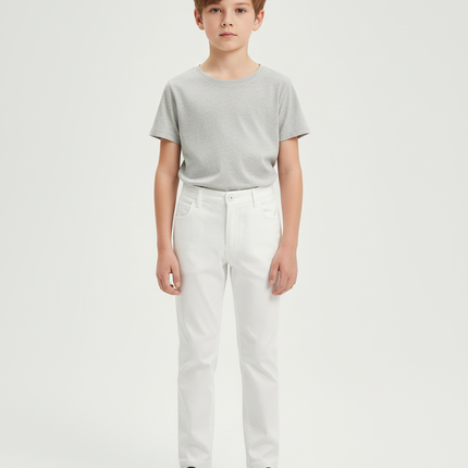 Pantalon Blanc Droit Élégant Garçon - Gabardine