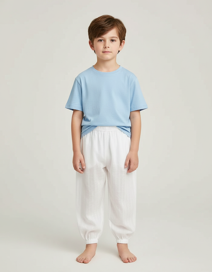Pantalon Blanc Harem Enfant Unisexe Coton Léger
