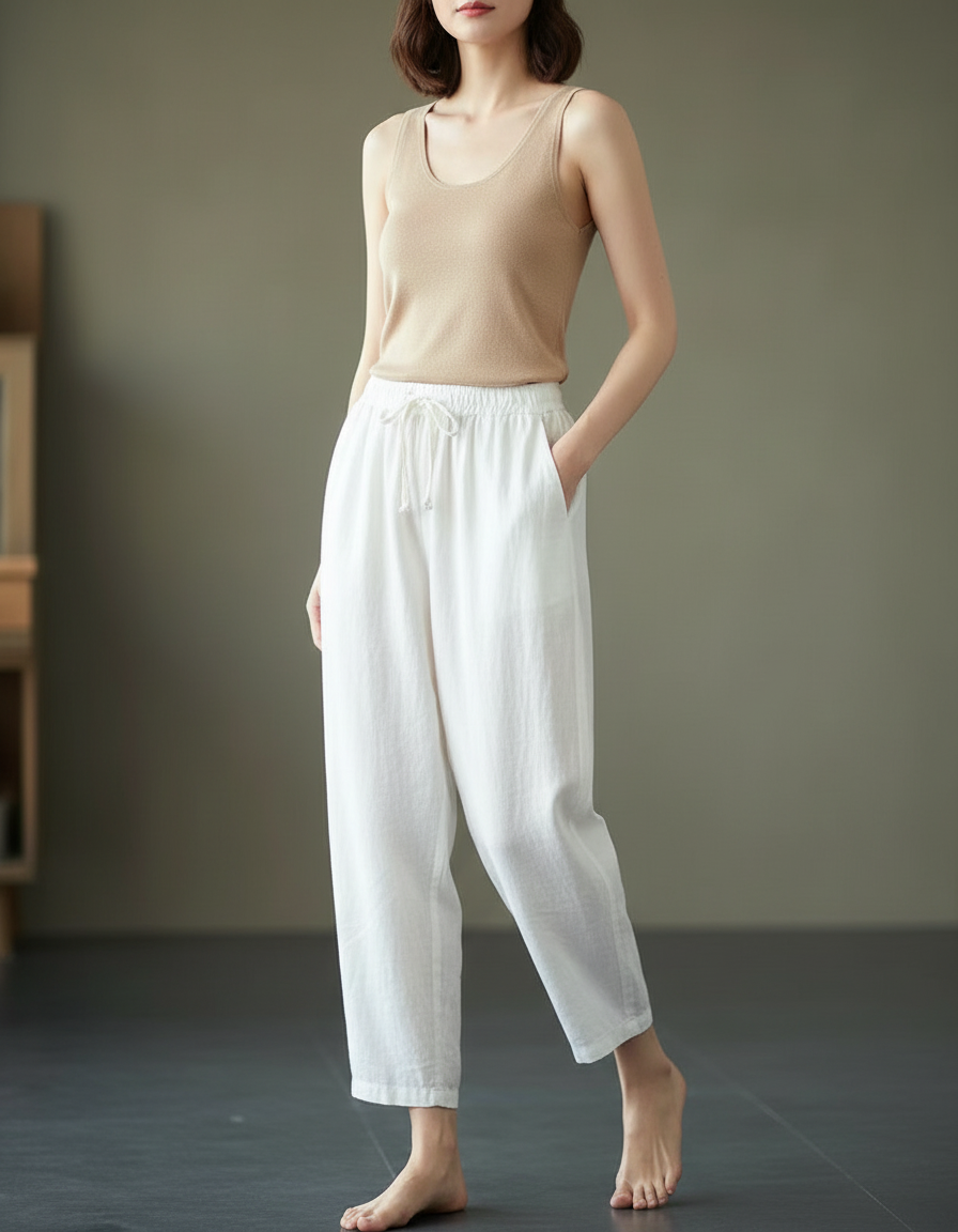 Pantalon Blanc Vintage - Lin