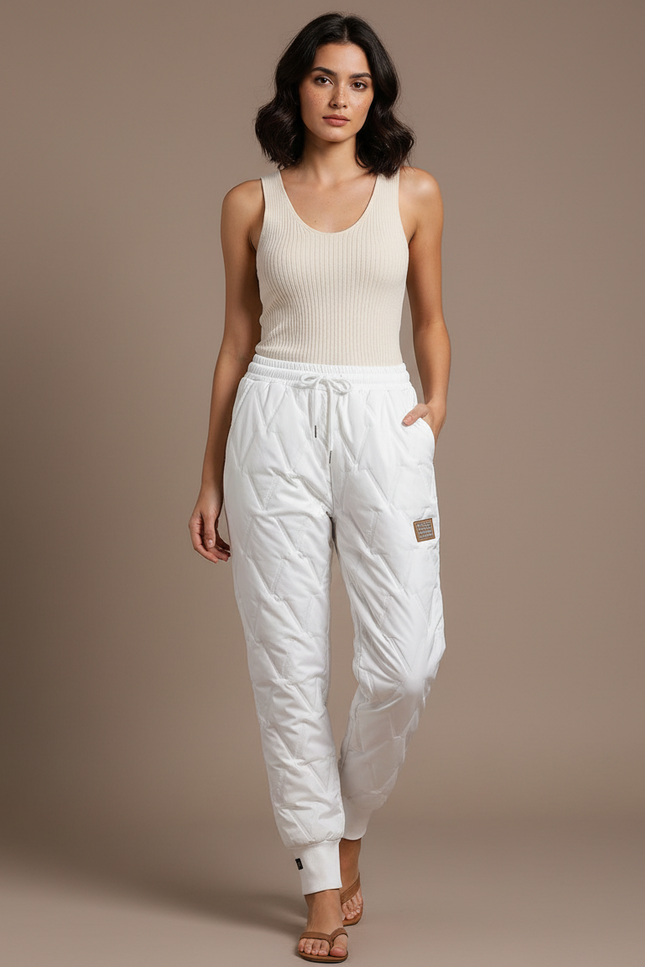 Pantalon Blanc Matelassé Hiver Chaud Femme - Polyester