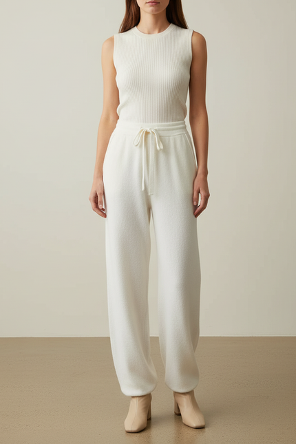 Pantalon Blanc Sport Femme - Molleton