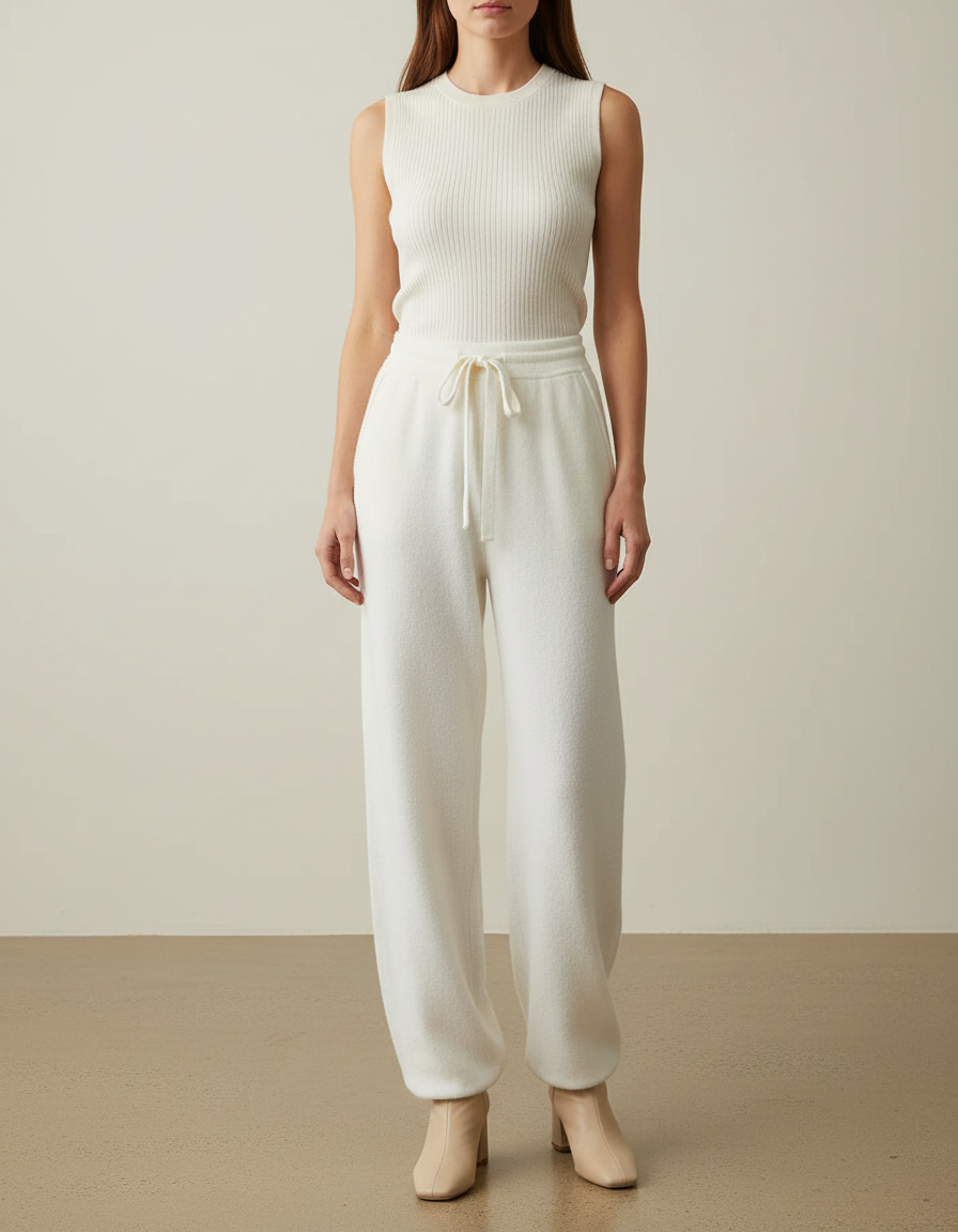 Pantalon Blanc Sport Femme - Molleton