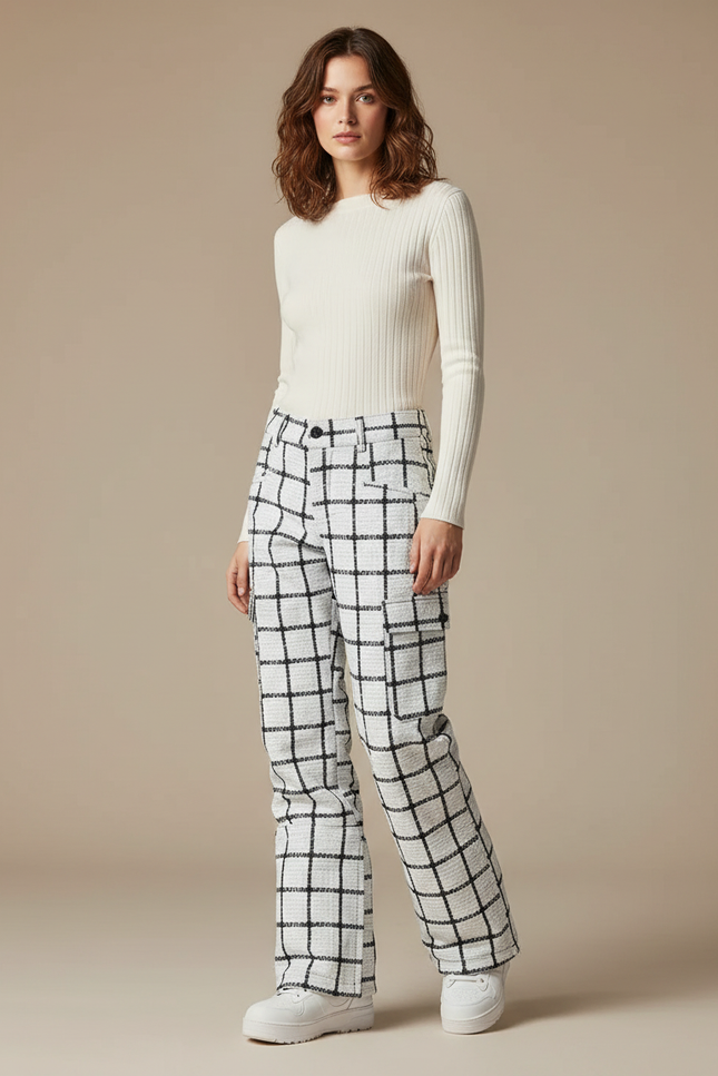 Pantalon Carreaux Noir Blanc - Imprimé Tweed