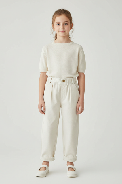 Pantalon Blanc En Coton - Beige
