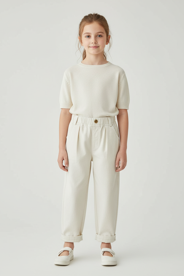 Pantalon Blanc En Coton - Beige