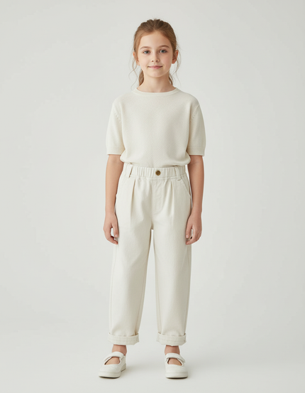 Pantalon Blanc En Coton - Beige