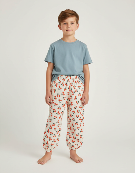 Pantalon Blanc Rouge - Imprimé Coton