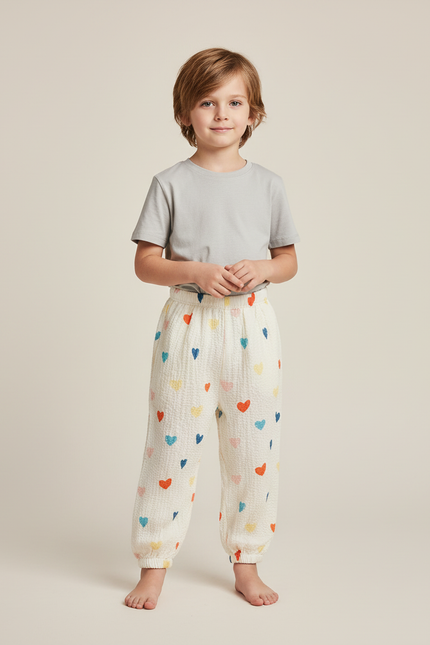 Pantalon Blanc Coton Leger - Multicolore