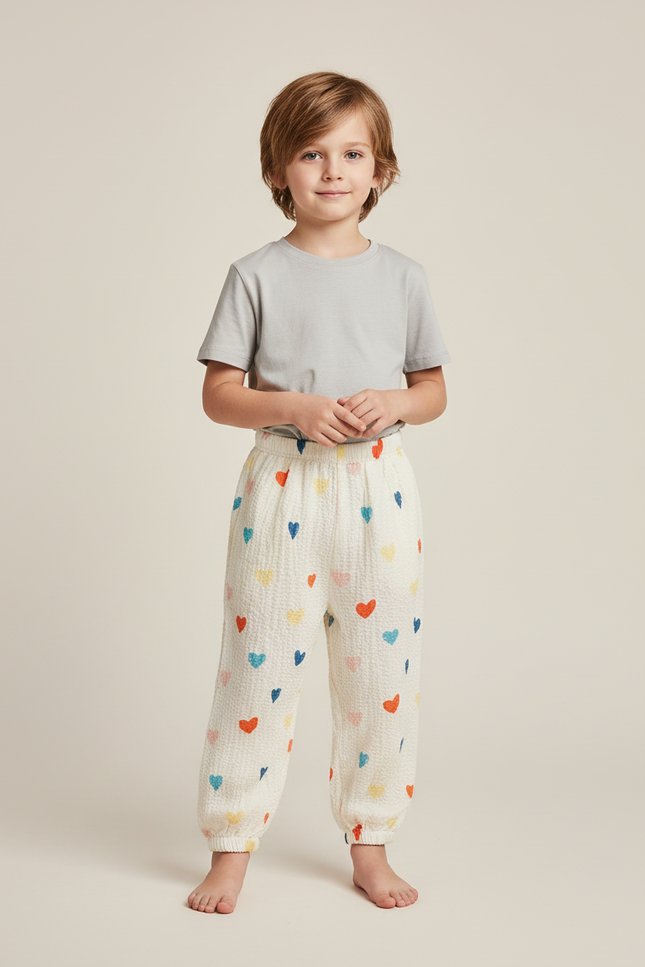 Pantalon Blanc Coton Leger - Multicolore