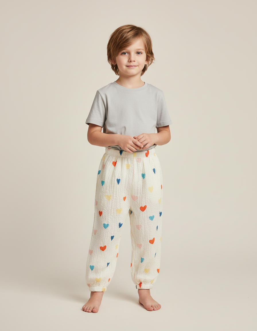 Pantalon Blanc Coton Leger - Multicolore