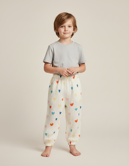 Pantalon Blanc Coton Leger - Multicolore
