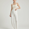 Pantalon Blanc Côtelé Droit Ample Élégant Femme - Maille
