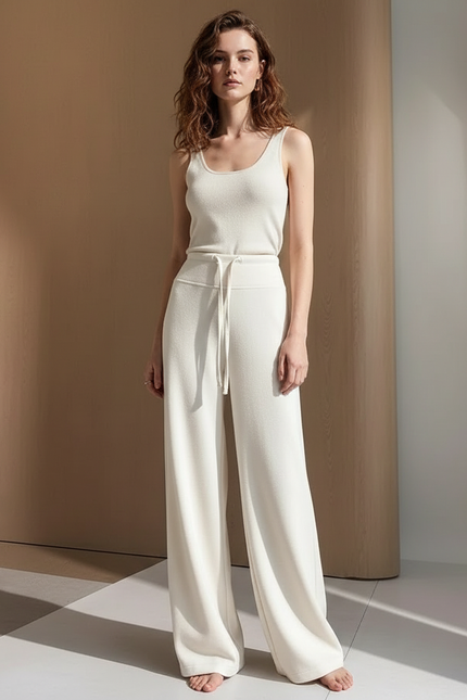 Pantalon Yoga Femme Blanc - Maille