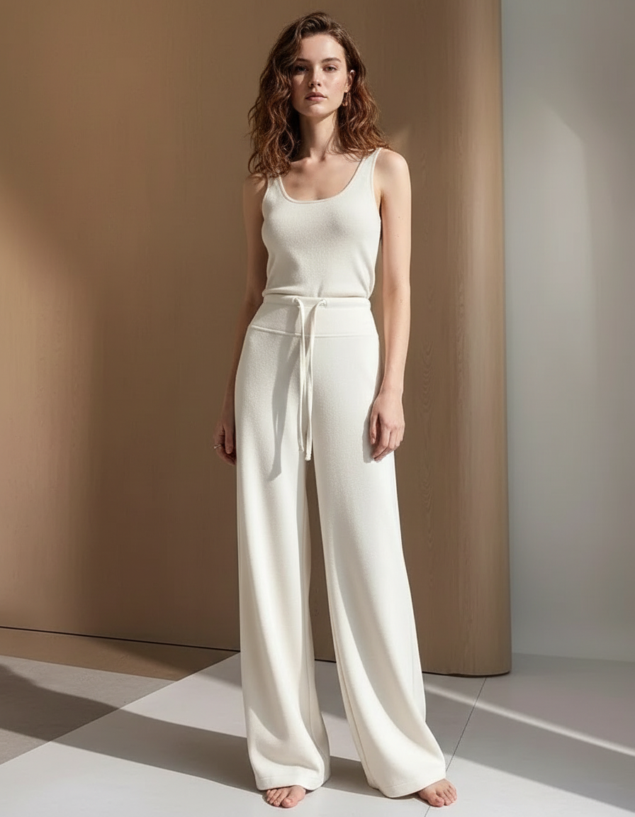 Pantalon Yoga Femme Blanc - Maille