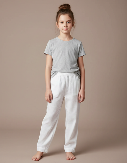 Pantalon Blanc Coton Ample Respirant Enfant - Lin