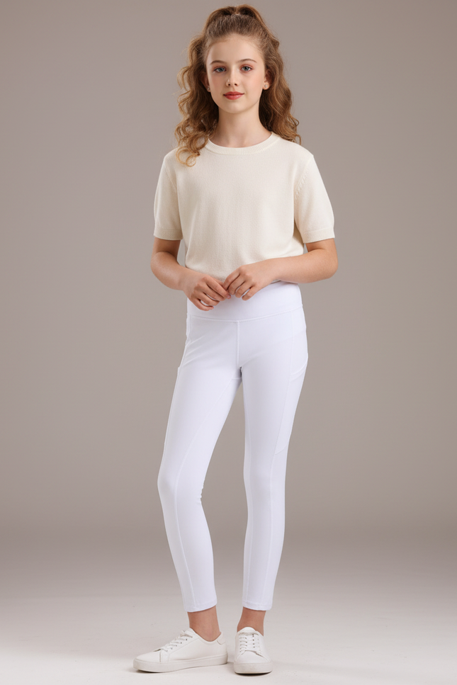 Pantalon Blanc Équestre Enfant Tricoté Silicone - Polyester