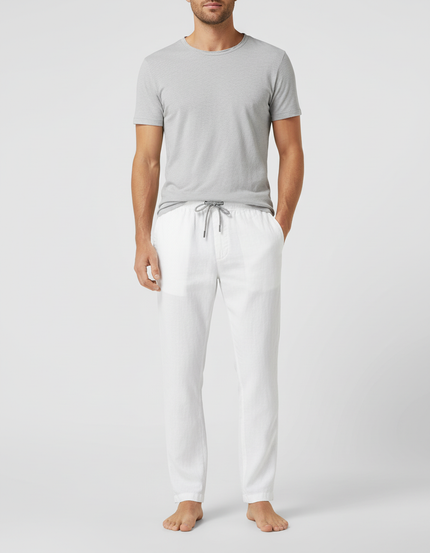 Pantalon Lin Blanc Homme Grande Taille